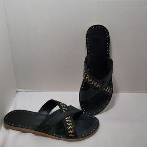 Women's UGG 1017792 LEXIA Leather Sandals Flip Flops Slides Flats Size 11 Black
